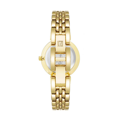 Anne Klein Green Roman Numeral Dial Gold Watch