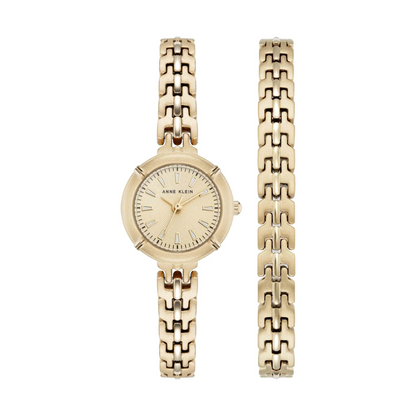 Anne Klein Modern Easy To Read Dial Gold Bracelet & Watch Gift Set