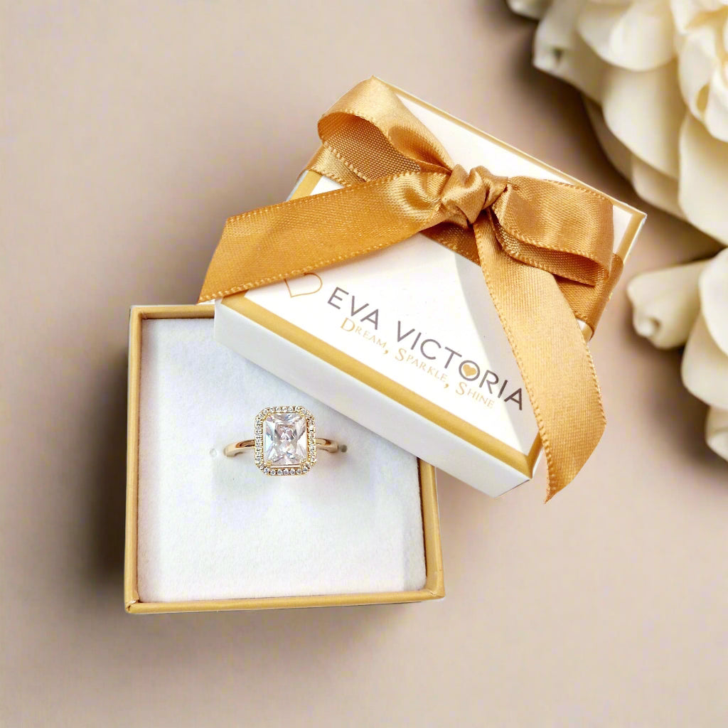 Absolute Jewellery Crystal Halo Gold Ring - Main Image