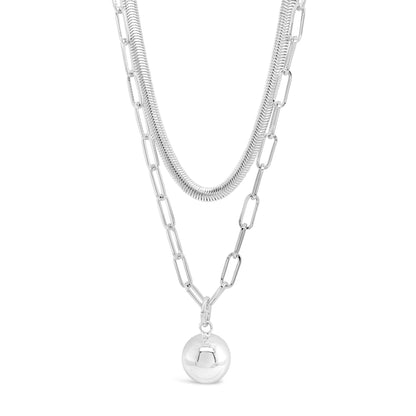 Absolute Jewellery Flat Snake & Paperclip Chains 2 in 1 Necklace