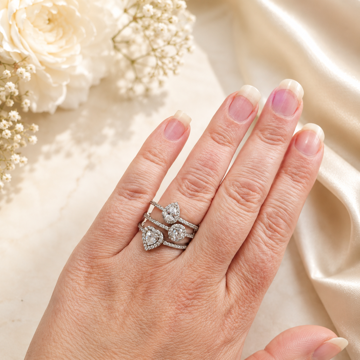 Absolute Jewellery Sterling Silver 3-in-1 Charm Ring in Ireland