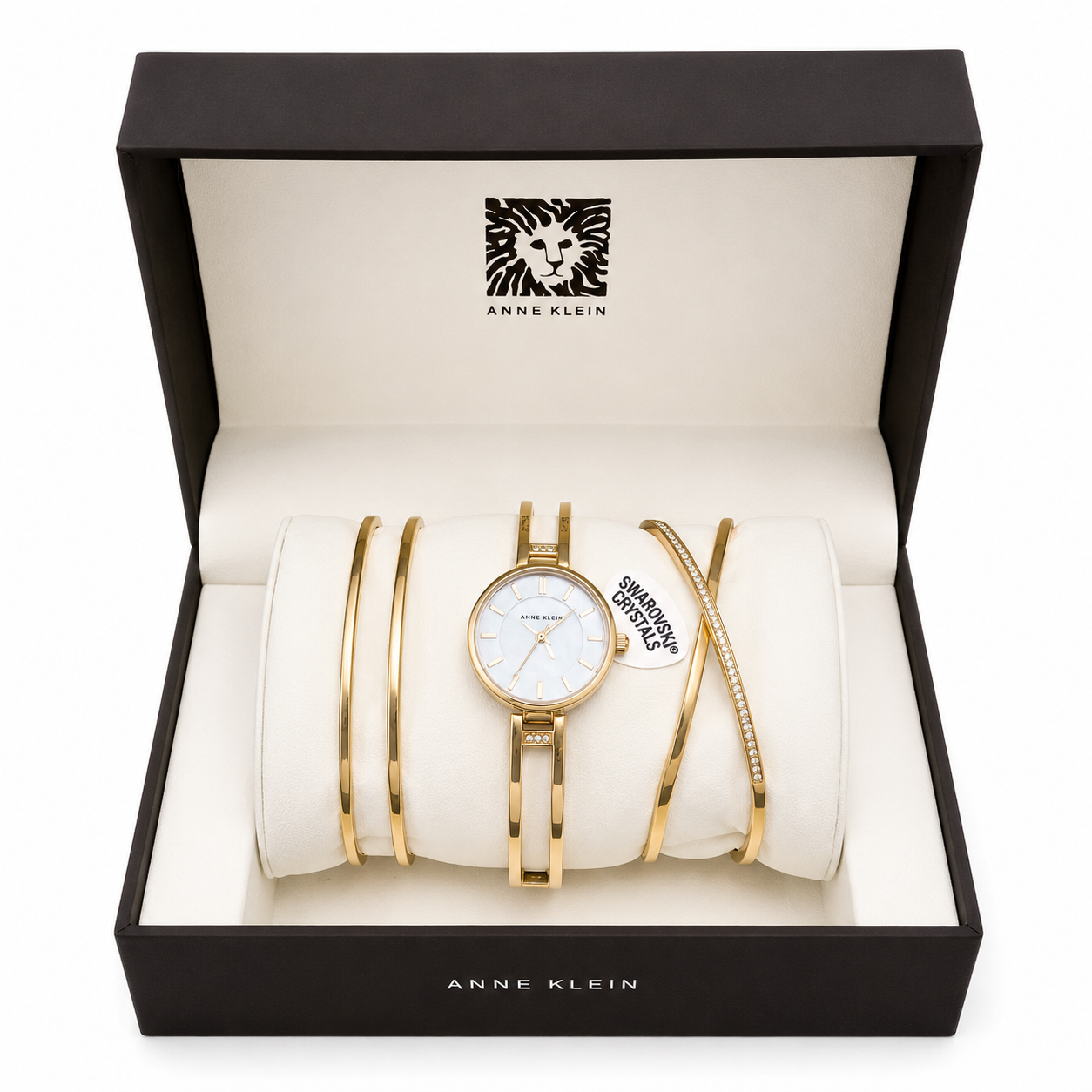 Anne Klein Gold Watch & 2 Bangles Gift Set