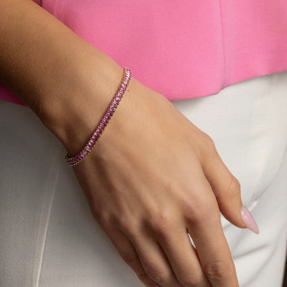 gold tennis bracelet with pink stones - eva victoria ireland