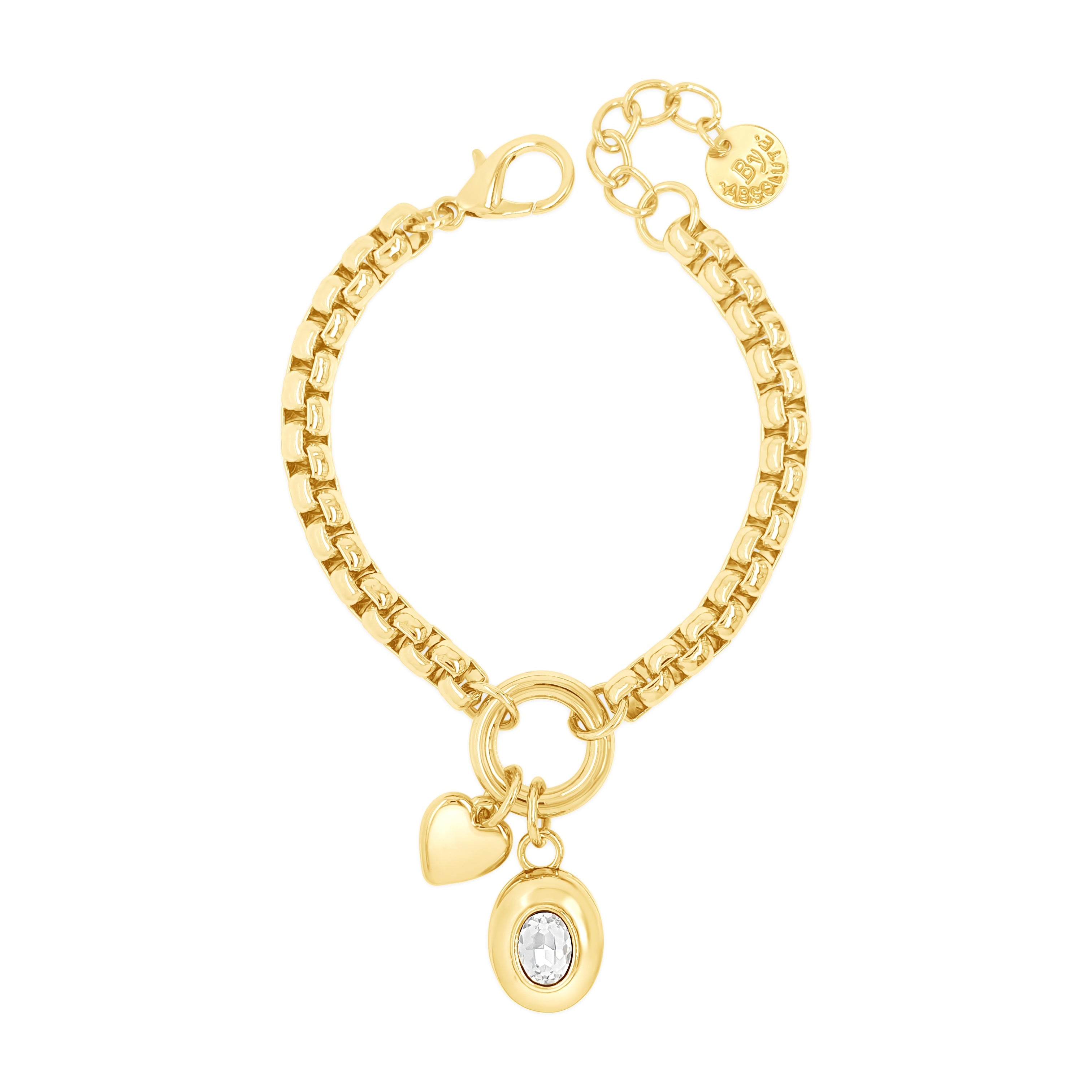 Gold T-Bar charm bracelet with clear crystal charm Ireland