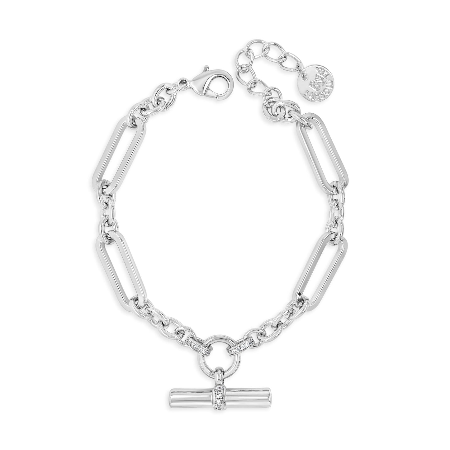 Absolute Jewellery Silver Paperclip T-Bar Bracelet for ladies