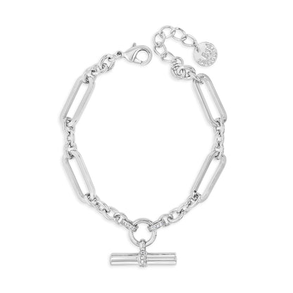 Absolute Jewellery Silver Paperclip T-Bar Bracelet for ladies