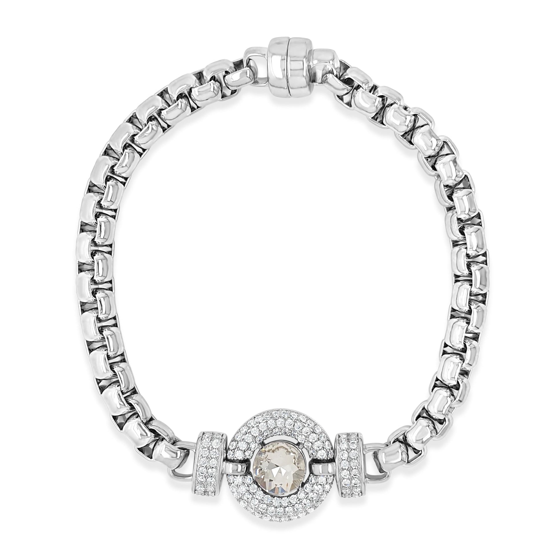 silver crystal barcelet with magnetic clasp for ladies