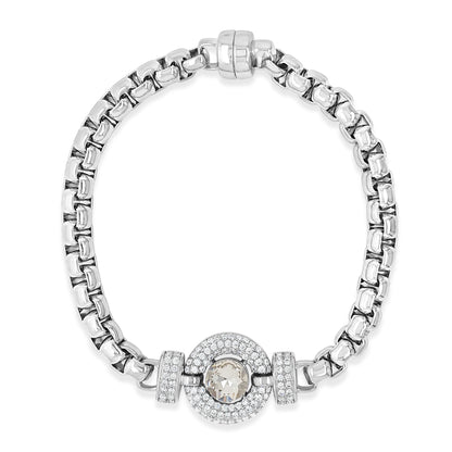 silver crystal barcelet with magnetic clasp for ladies