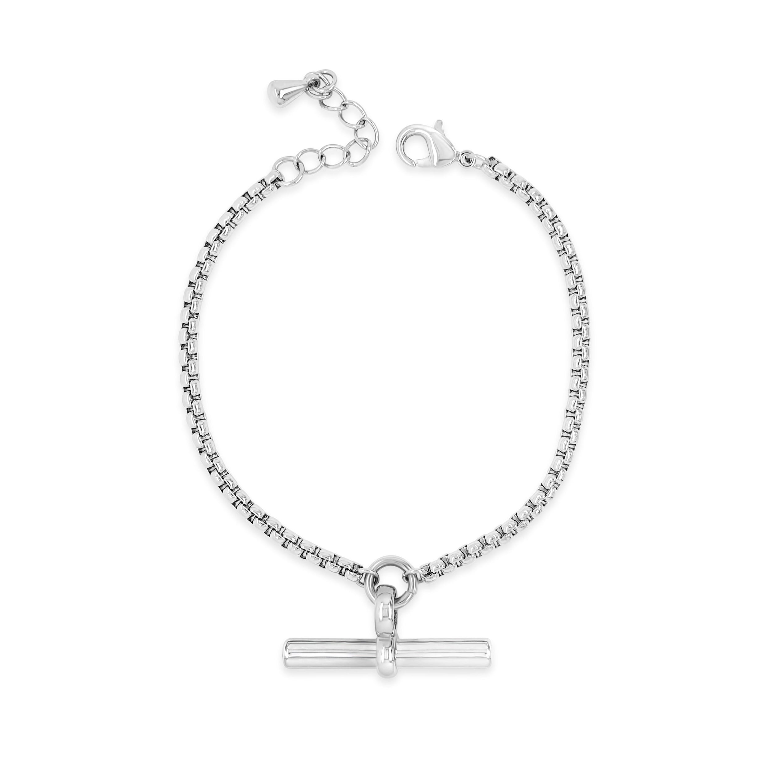 Absolute Jewellery T-Bar Rolo Chain Bracelet Silver