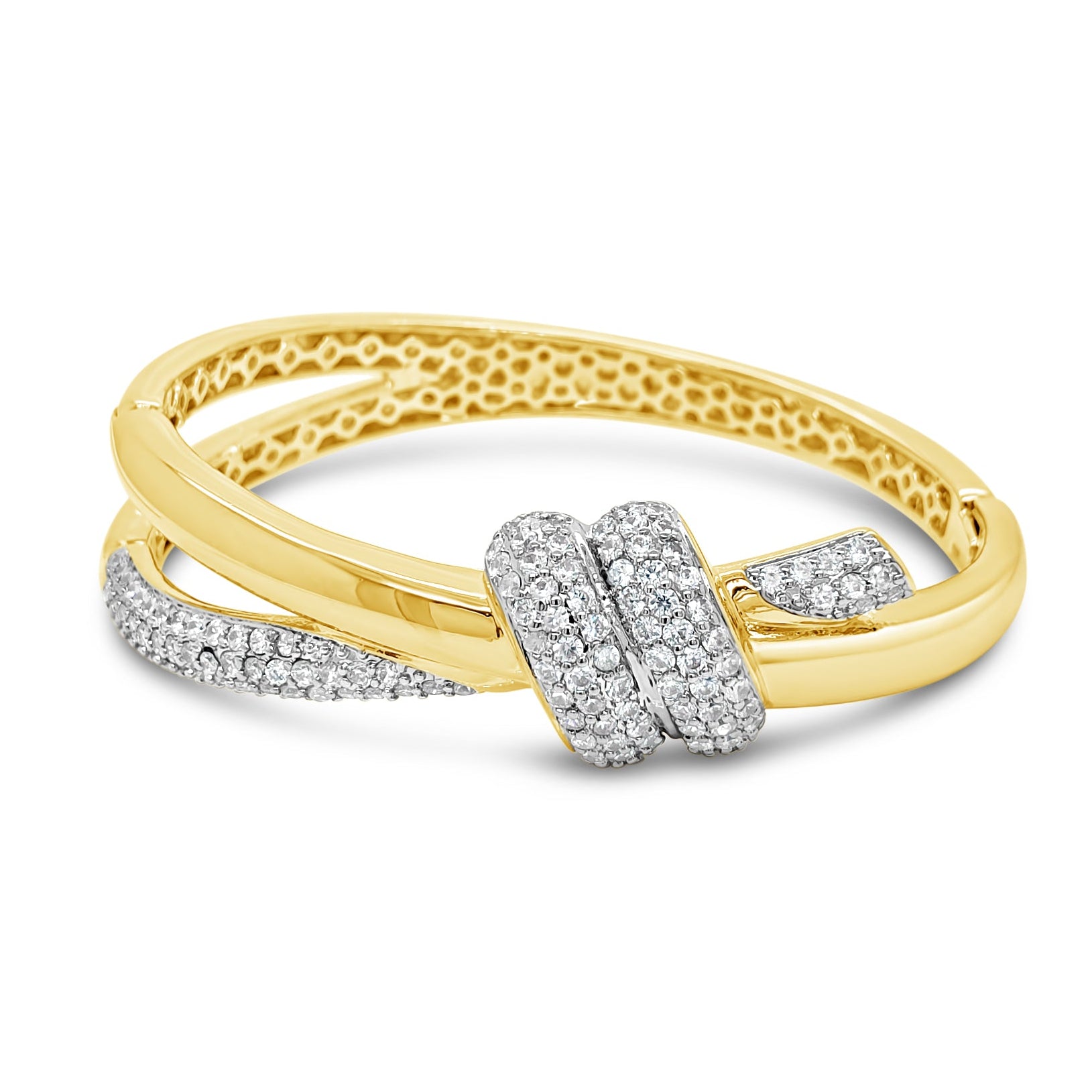 Absolute Jewellery Two-Tone Statement Twist Gold Bangle