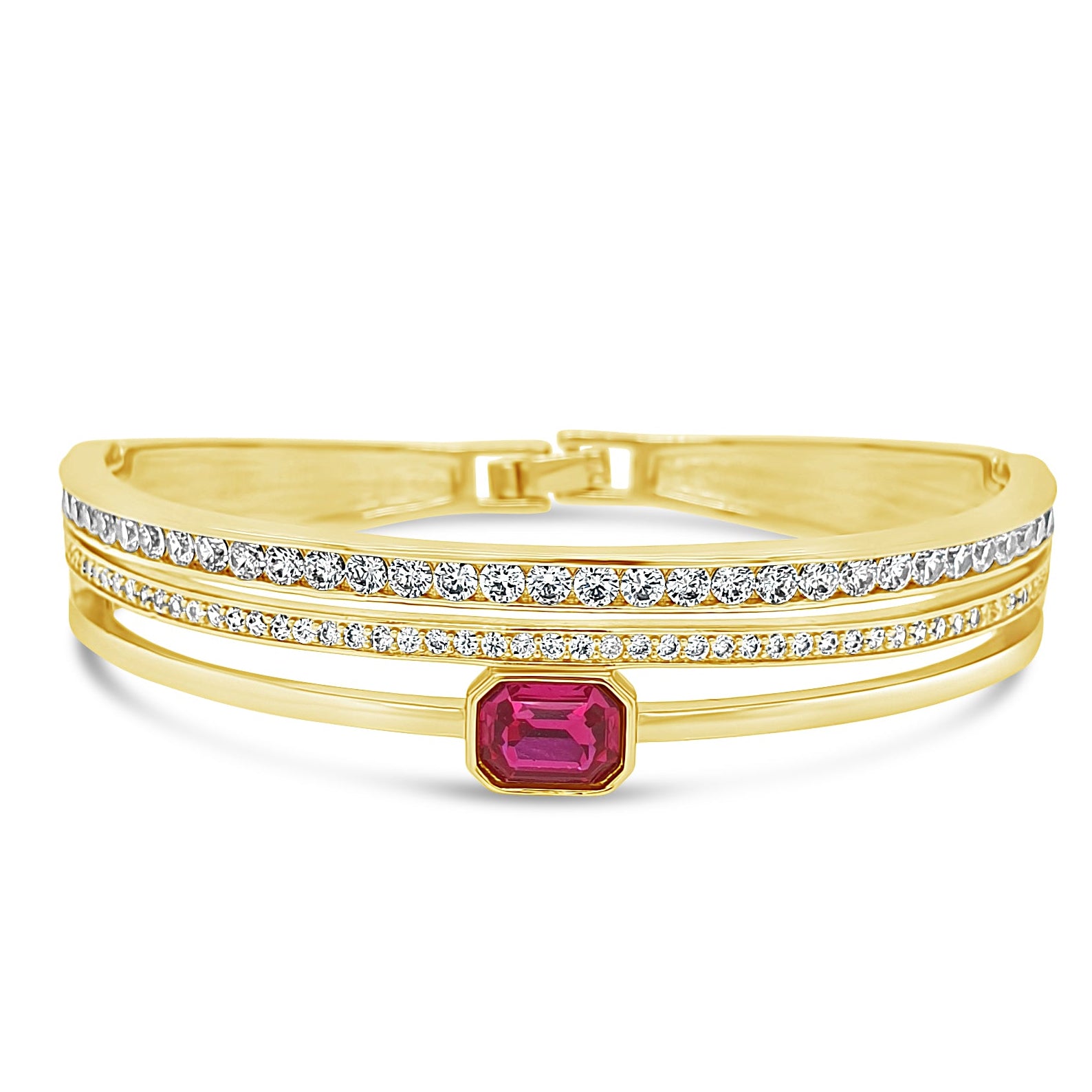 Absolute Jewellery Fuchsia Gold Bangle