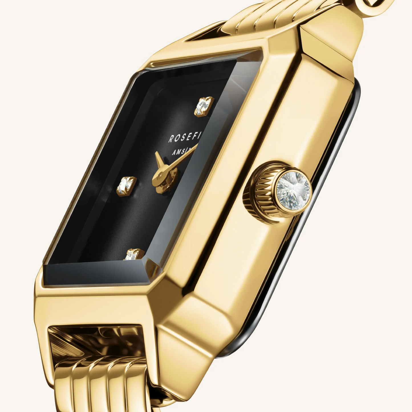 Rosefield Boxelle Black Crystals Watch