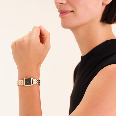 Rosefield Boxelle Black Crystals Watch