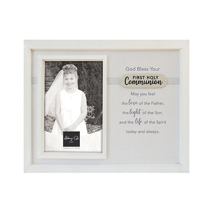 Engravable Communion Photo Frame 4x6" - White Wood