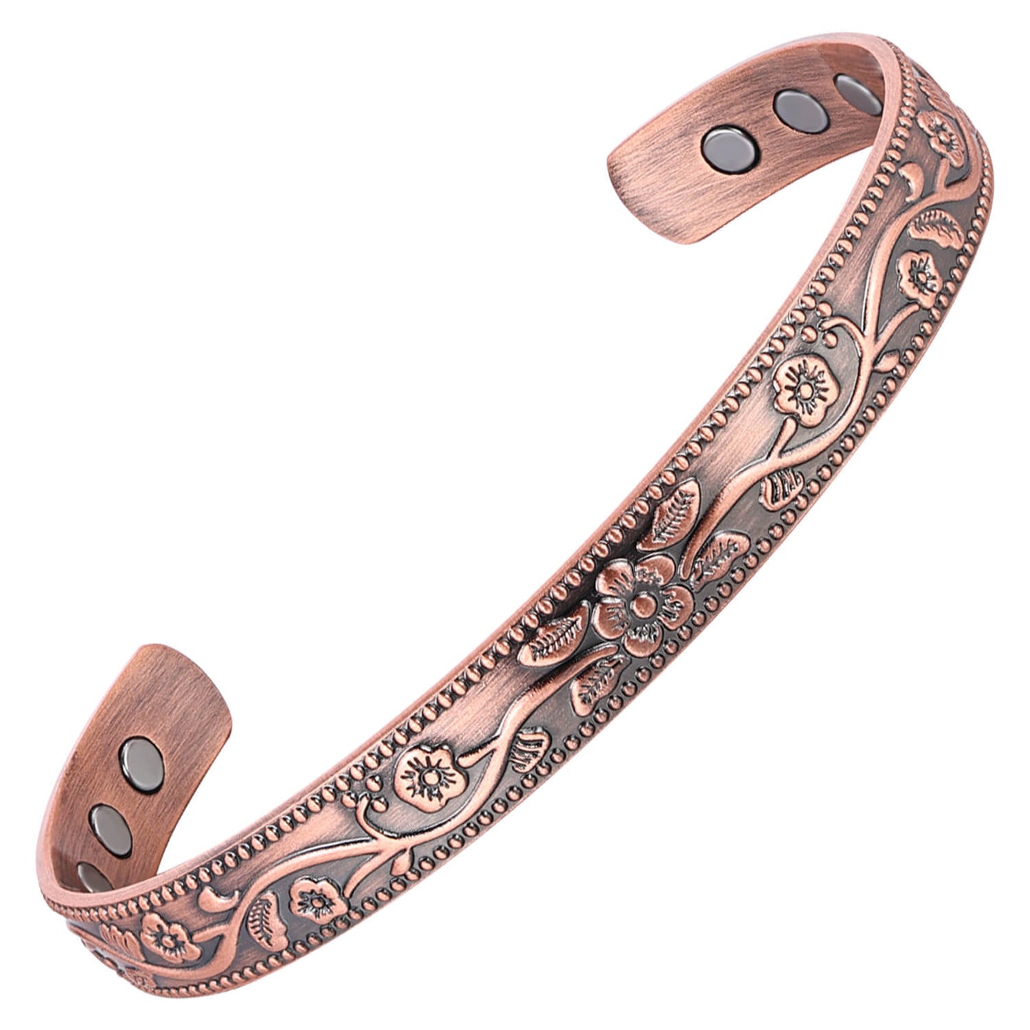Slánú Neart Floral Copper Magnetic Bangle for Women