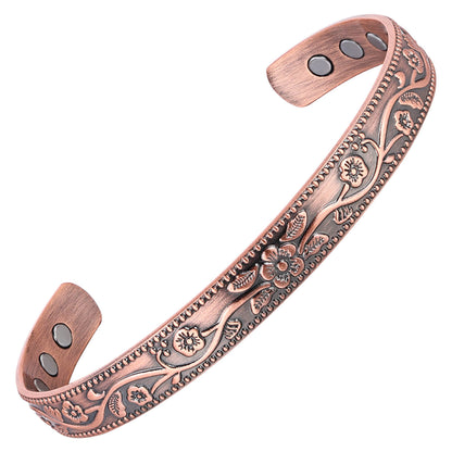 Slánú Neart Floral Copper Magnetic Bangle for Women