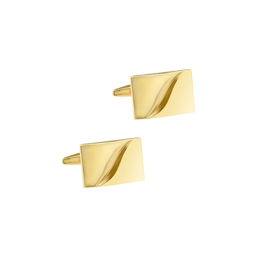 Yellow Gold Wave Rectangle Cufflinks for men in ireland