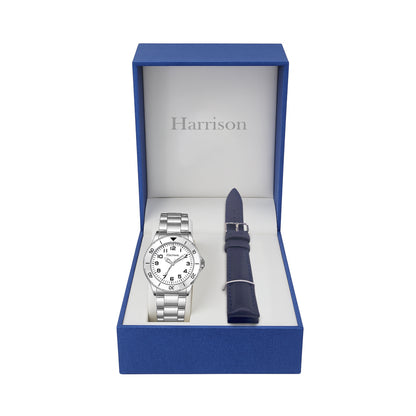 Classic Stainless Steel Boys Watch & Interchangeable Navy Strap