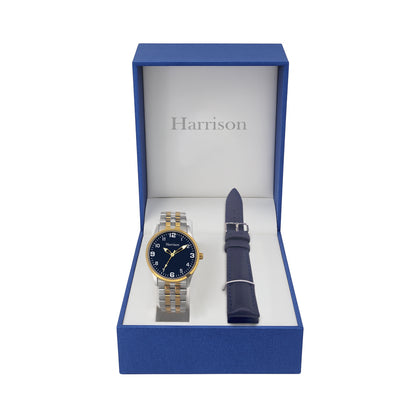 Two-Tone Boys Watch - Gold & Silver & Interchangeable Navy Strap - eva victoria ireland