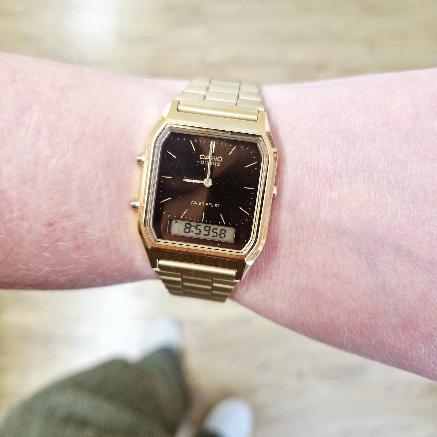 Casio Vintage AQ-230GA-5AMQY Gold & Brown Analog Digital Watch