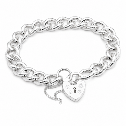 Sterling Silver Padlock Chain Bracelet 8mm
