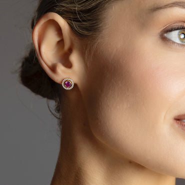 yellow gold pink studs - eva victoria ireland