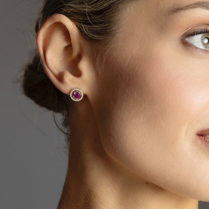 yellow gold pink studs - eva victoria ireland
