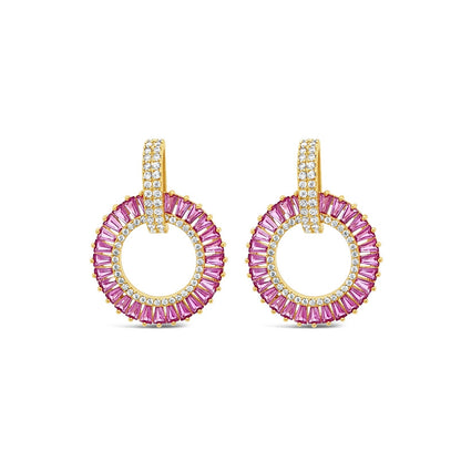 Absolute Jewellery Pink Passion Gold Stud Earrings