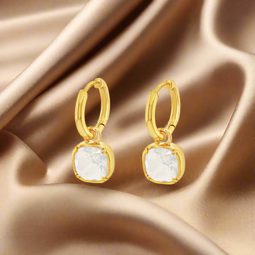 Absolute Jewellery White Opal Hoop Earrings