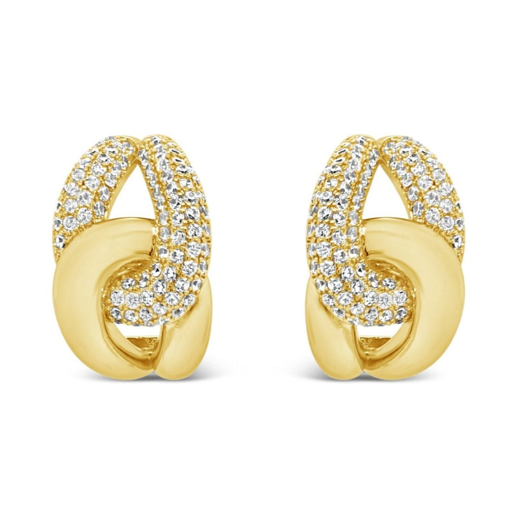  Chunky CZ Half Hoop Gold Earrings