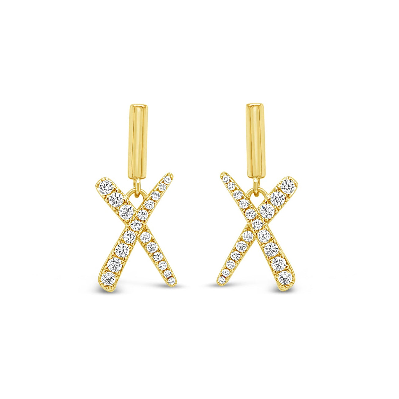 Absolute Jewellery in Ireland Gold 'X' drop earrings 