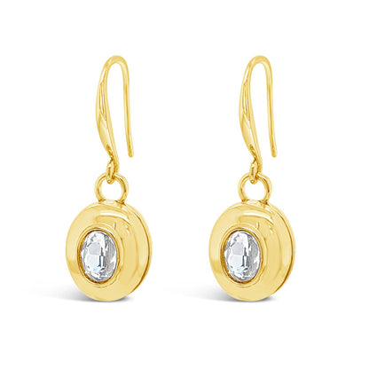 Gold drop hook earrings with clear crystal charm Ireland