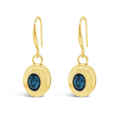 Absolute Jewellery Crystal Radiance Gold Drop Earrings with oval blue crystal charm
