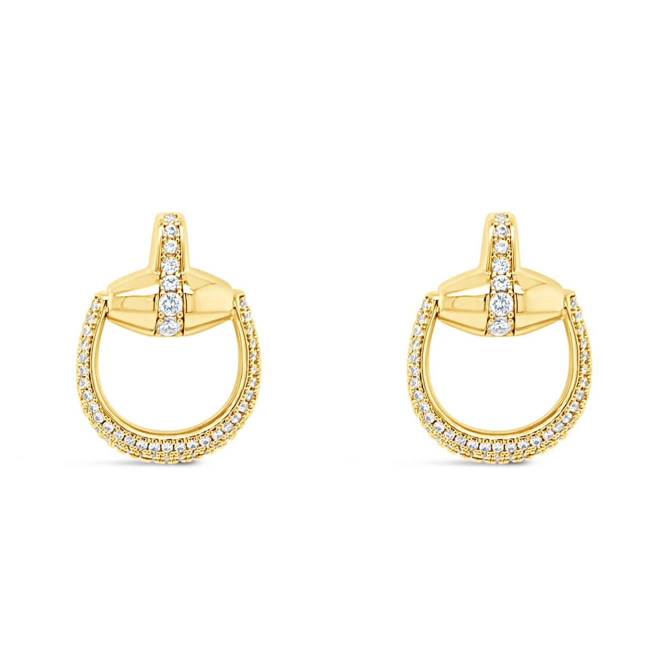 Absolute Jewellery Horseshoe Gold Drop Stud Earrings