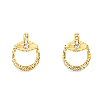 Absolute Jewellery Horseshoe Gold Drop Stud Earrings
