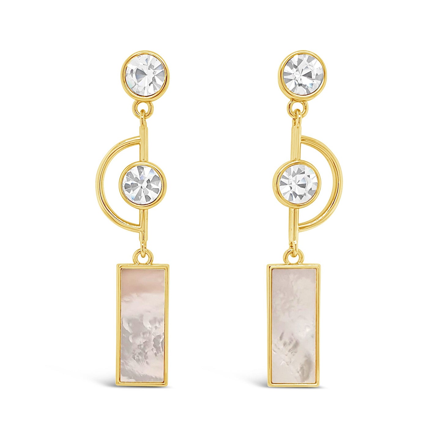 mother of pearl rectangular gold statement earrings for women