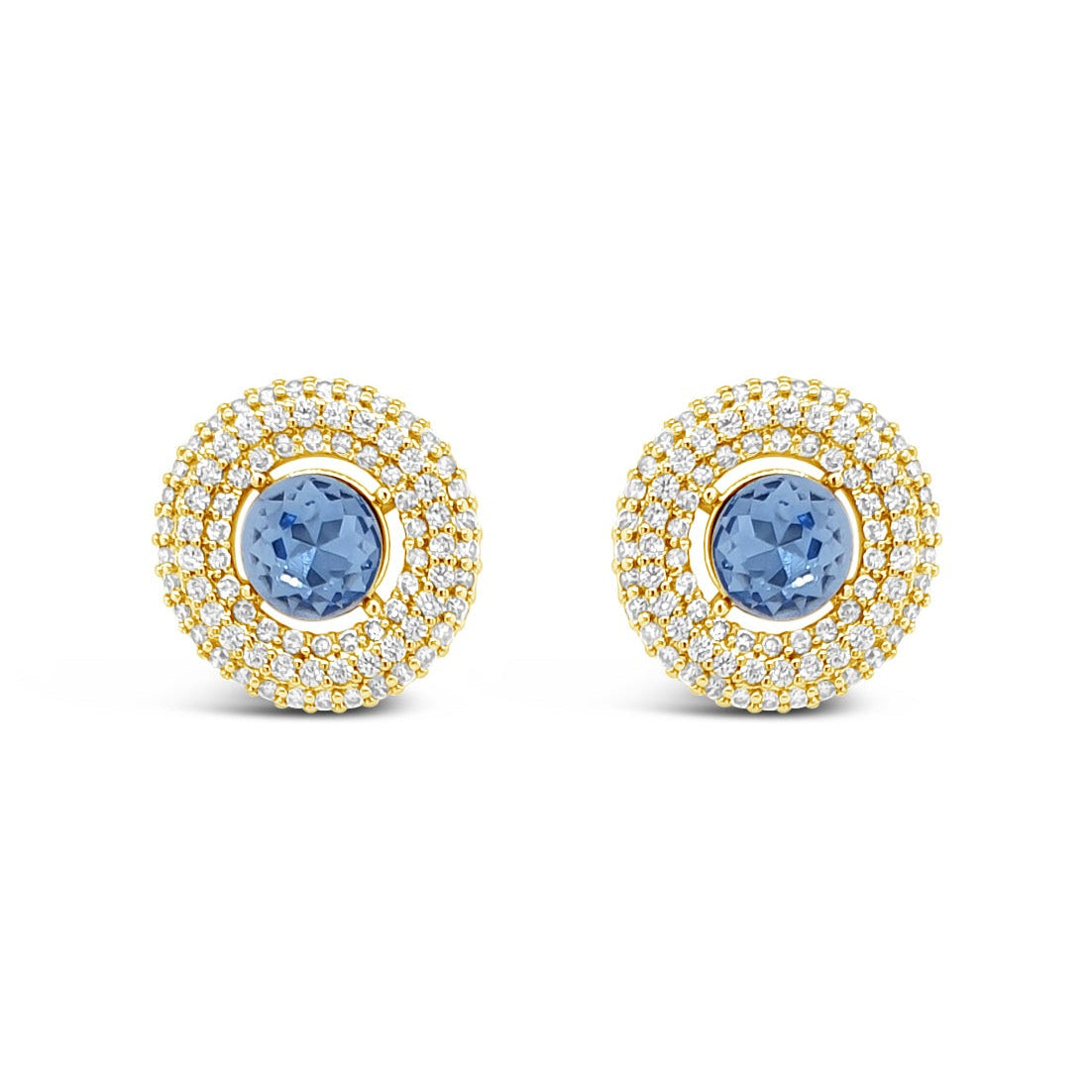 gold sapphire halo earrings eva victoria ireland