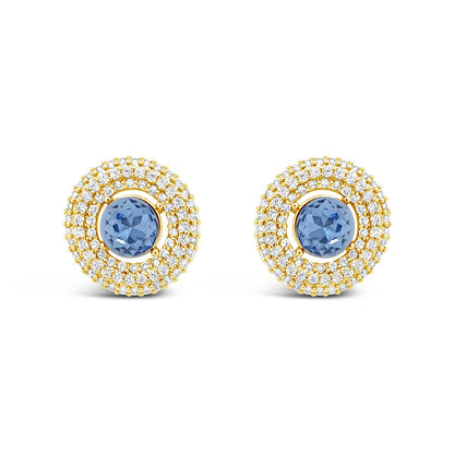 gold sapphire halo earrings eva victoria ireland