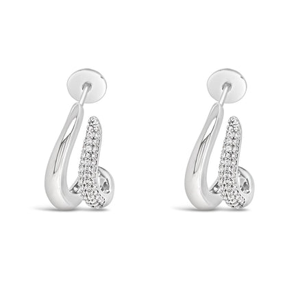 Absolute Jewellery Pavé Twist Medium Silver Hoop Earrings