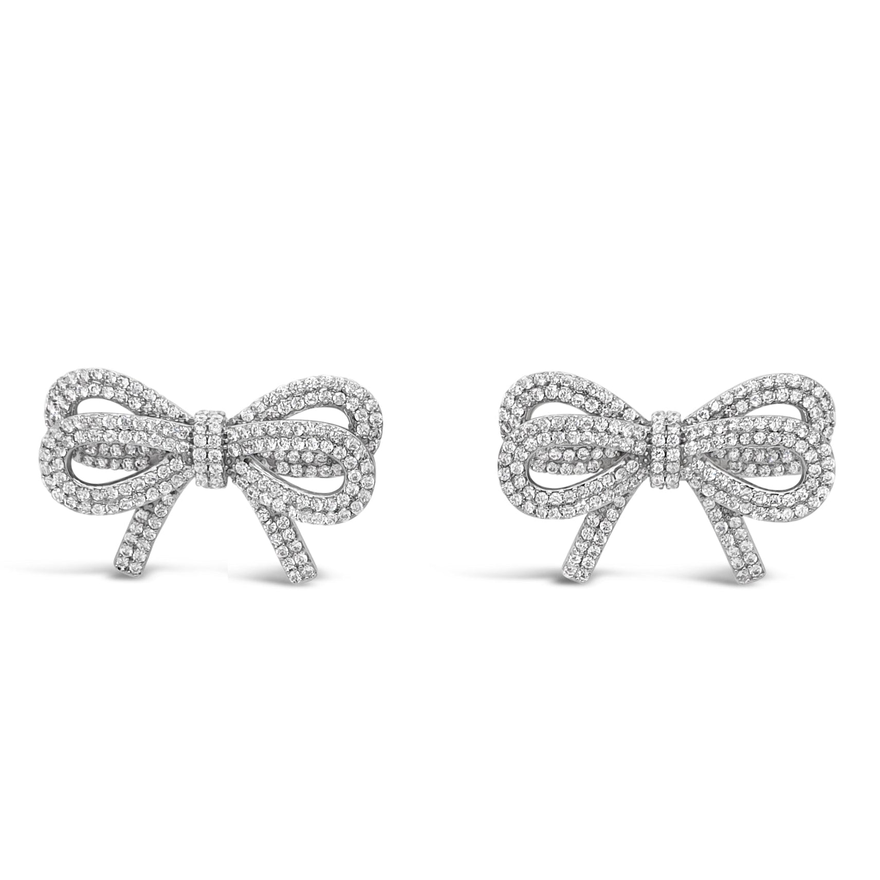 Absolute Jewellery Statement Silver Bow Stud Earrings