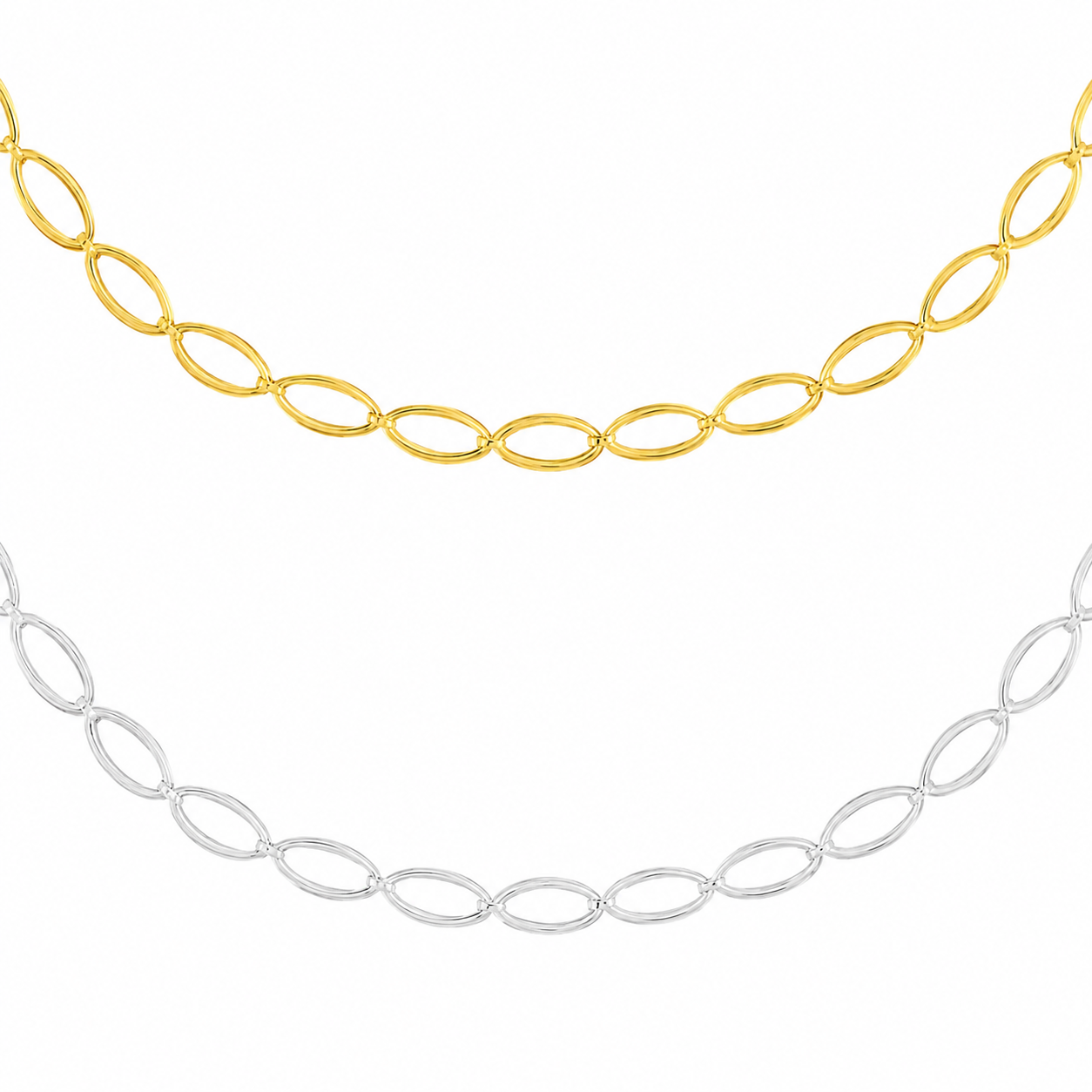 Gold and silver oval chain necklaces eva victoria ireland