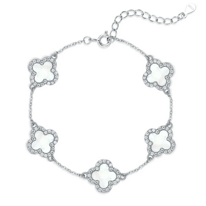 Silver bracelet with clover-shaped charms for sale in Ireland