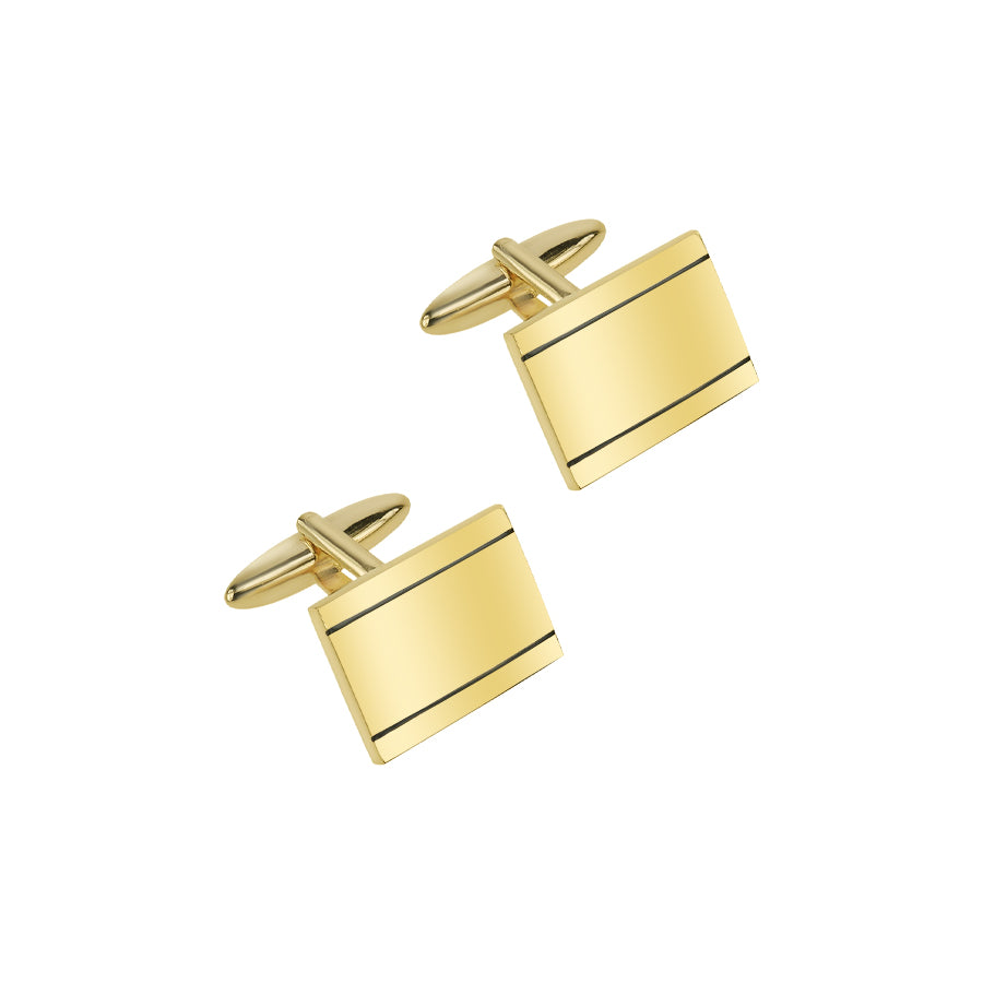 Gold Plated Men's Cufflinks with Black Detail