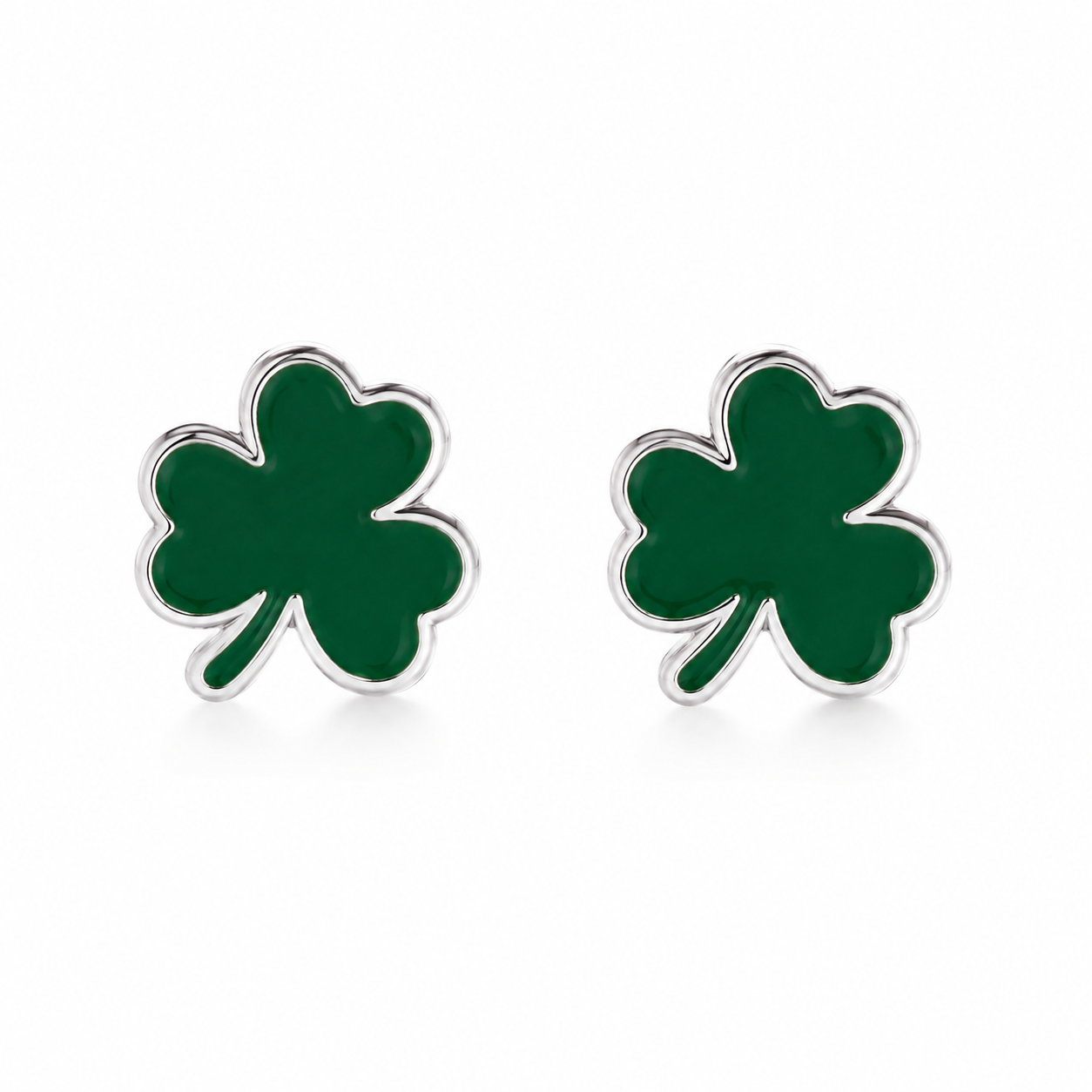 Green Shamrock Children Sterling Silver Stud Earrings buy in ireland