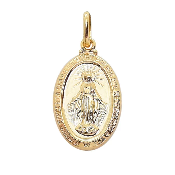 9ct gold Miraculous Medal religious pendant 18mm
