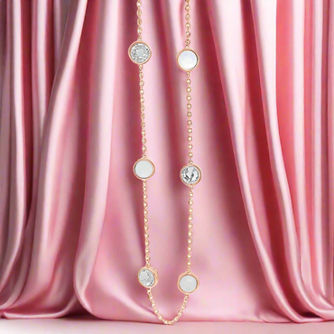 Sonia White Opal Crystals & Rose Gold Long Necklace