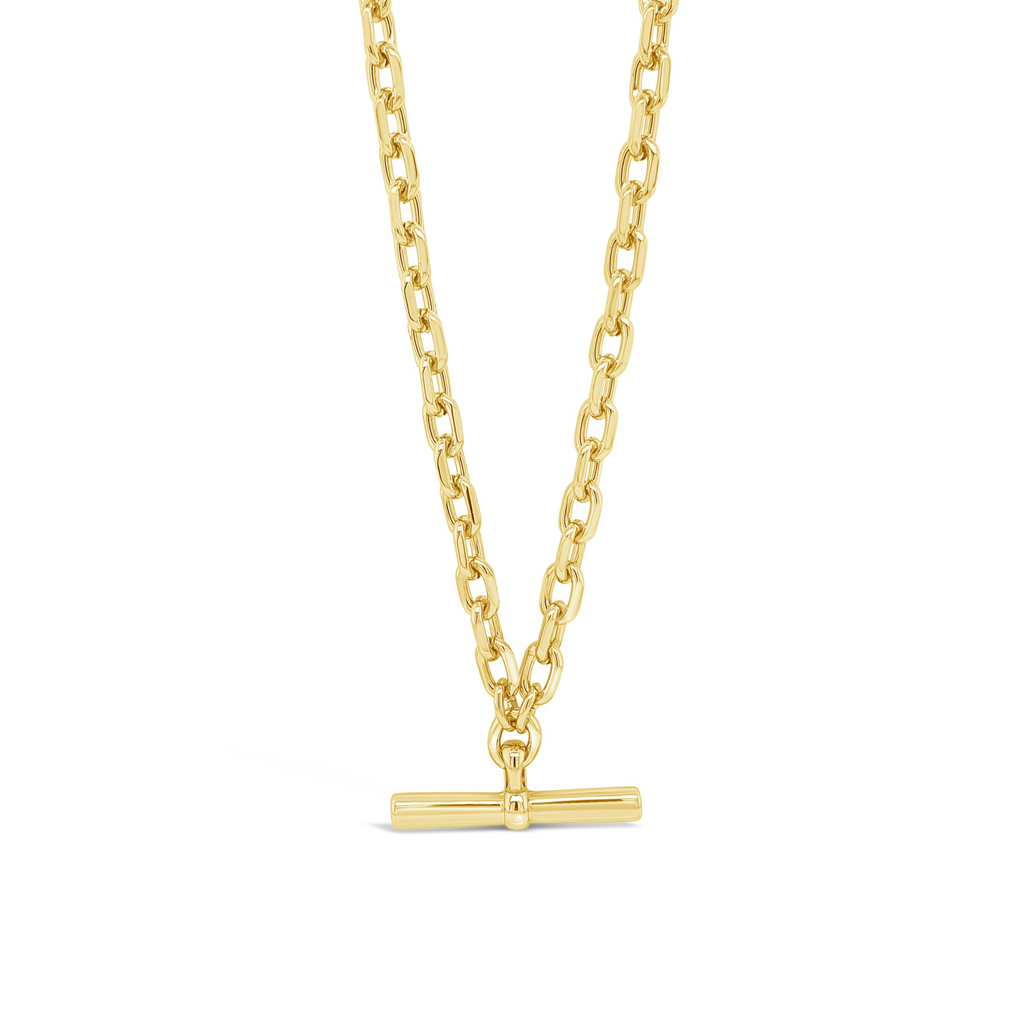 trendy gold t-bar chain