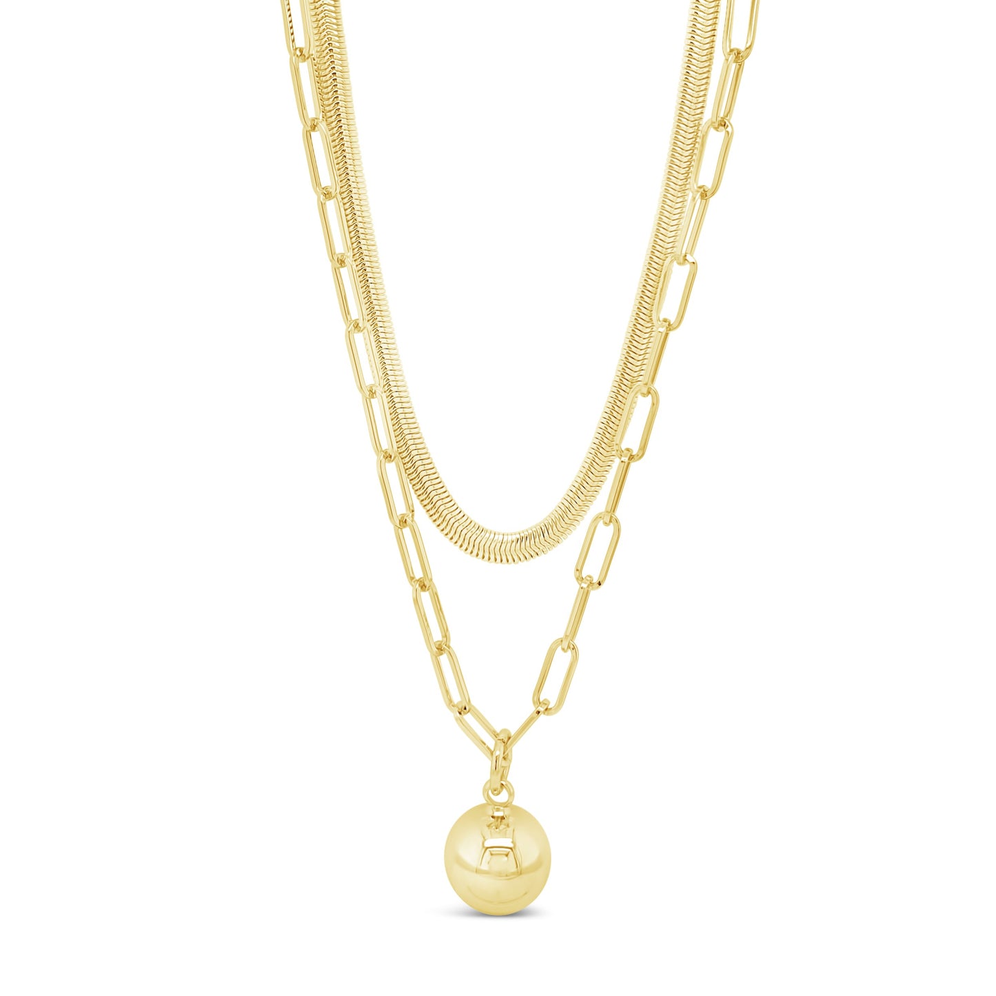 Absolute Jewellery Flat Snake & Paperclip Chains 2 in 1 Necklace