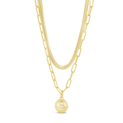 Absolute Jewellery Flat Snake & Paperclip Chains 2 in 1 Necklace