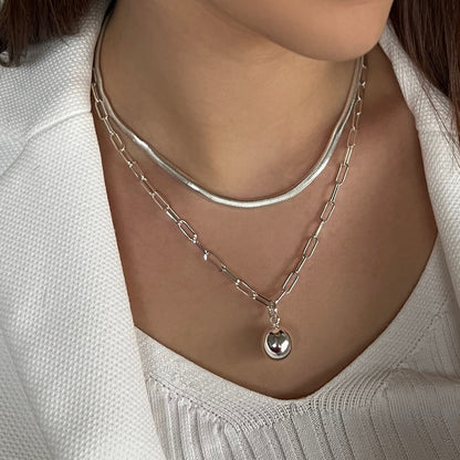 Absolute Jewellery Flat Snake & Paperclip Chains 2 in 1 Necklace